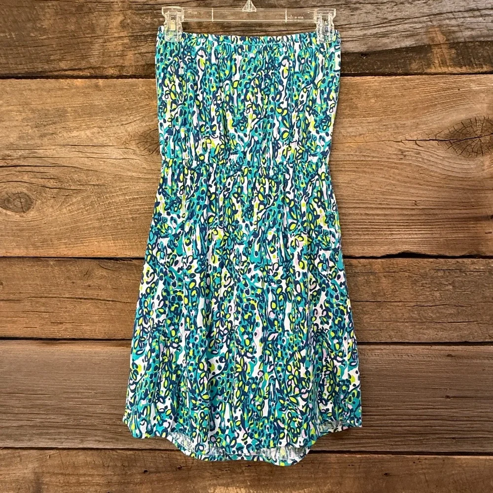 NWT Lilly Pulitzer Strapless Windsor Sea Blue "It's a stretch" dress, Size Small - Picture 4 of 6